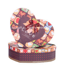 Hearted Shape Printing Paper Gift Packaging Boxes  with Ribbon